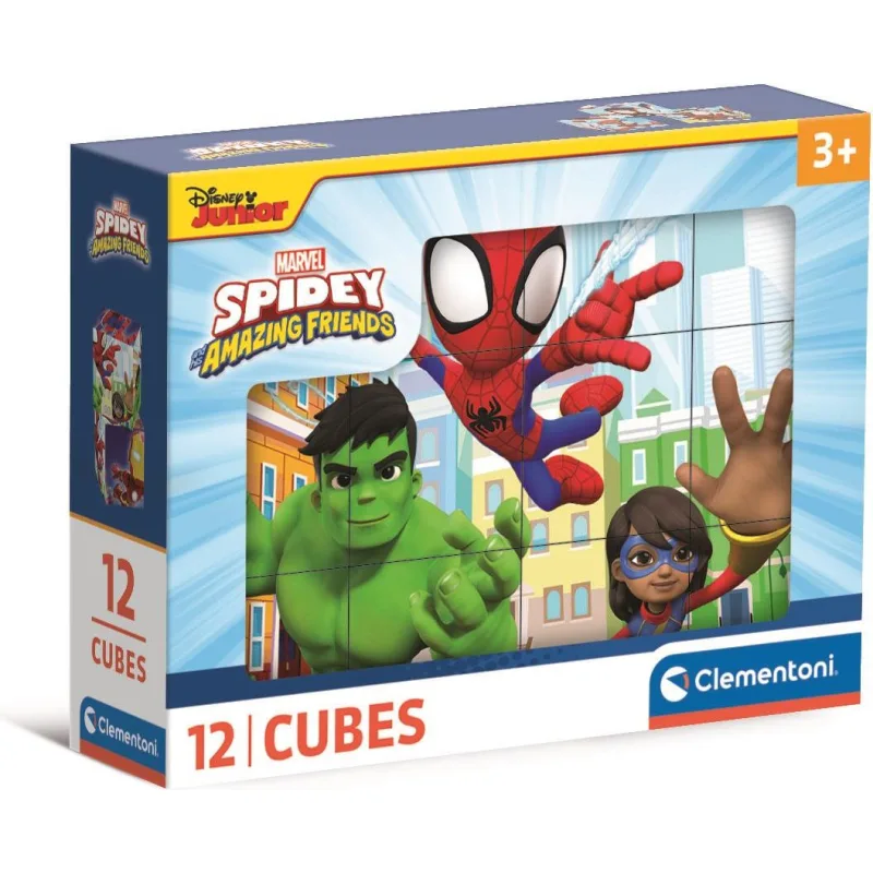 Clementoni Obrázkové kocky Spidey a jeho úžasní priatelia, 12 kociek