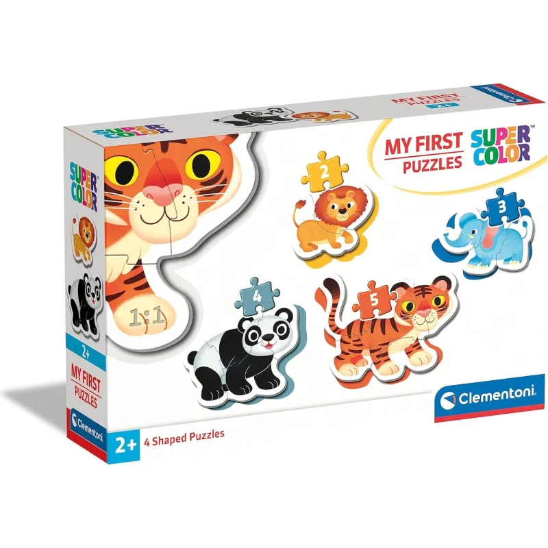 Moje prvé puzzle Clementoni sada 4v1 Divoké zvieratká 2,3,4,5 dielikov