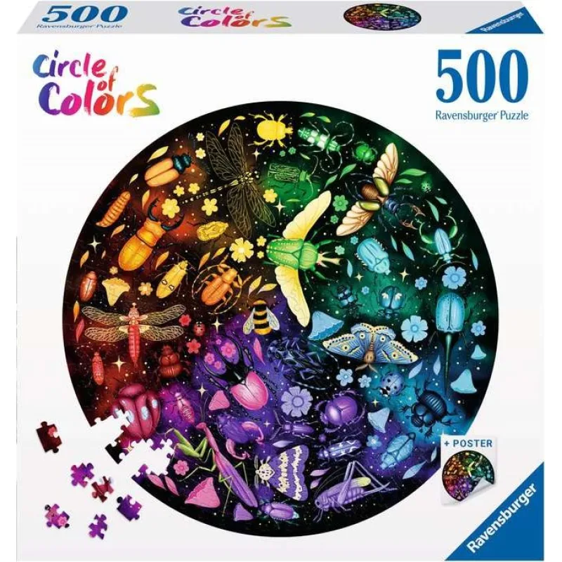 Ravensburger Okrúhle puzzle Kruh farieb: Svet hmyzu 500 dielikov
