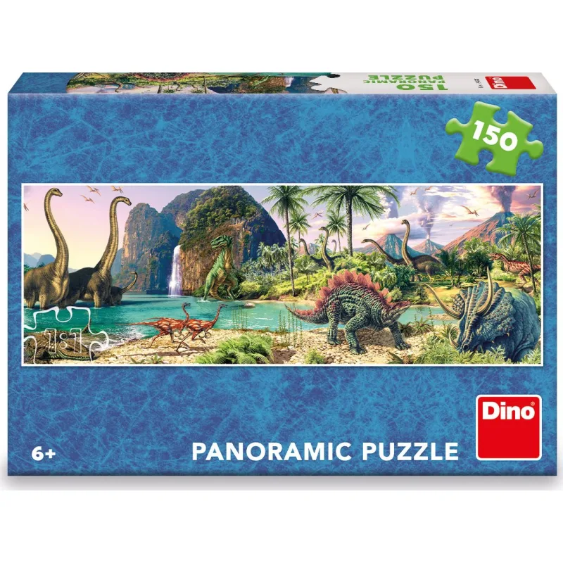 Panoramatické puzzle Dinosaury pri jazere 150 dielikov