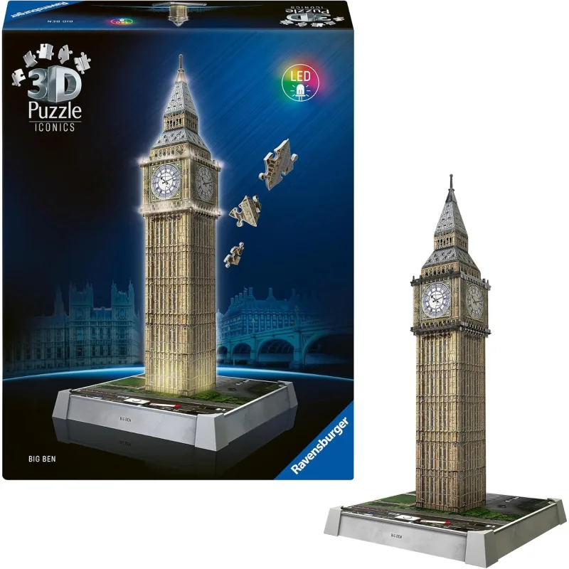 Svietiace 3D puzzle Ravensburger Iconics: Big Ben (Nočná Edícia) 235 dielikov