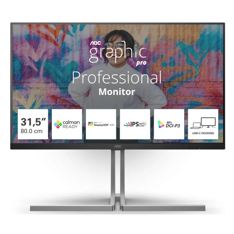 AOC AOC/U32U3CV/32"/IPS/4K UHD/60Hz/4ms/Blck-Slvr/3R U32U3CV