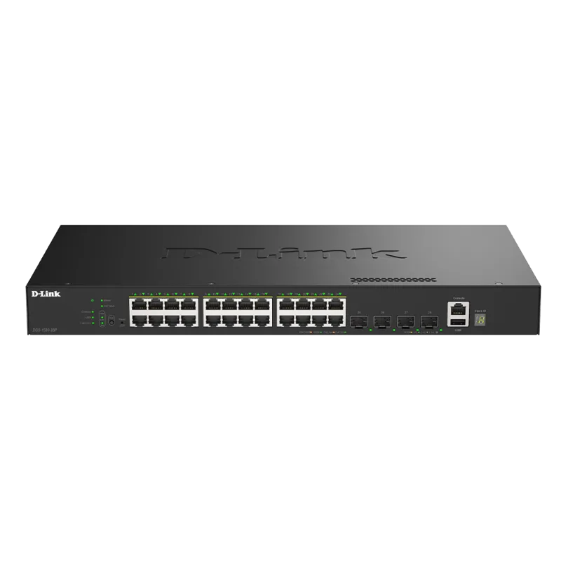 D-Link DGS-1530-28P/E 24 Ports GE PoE(30W) + 4 Ports 10G SFP+ Smart Managed Switch, 370W DGS-1530-28P/E