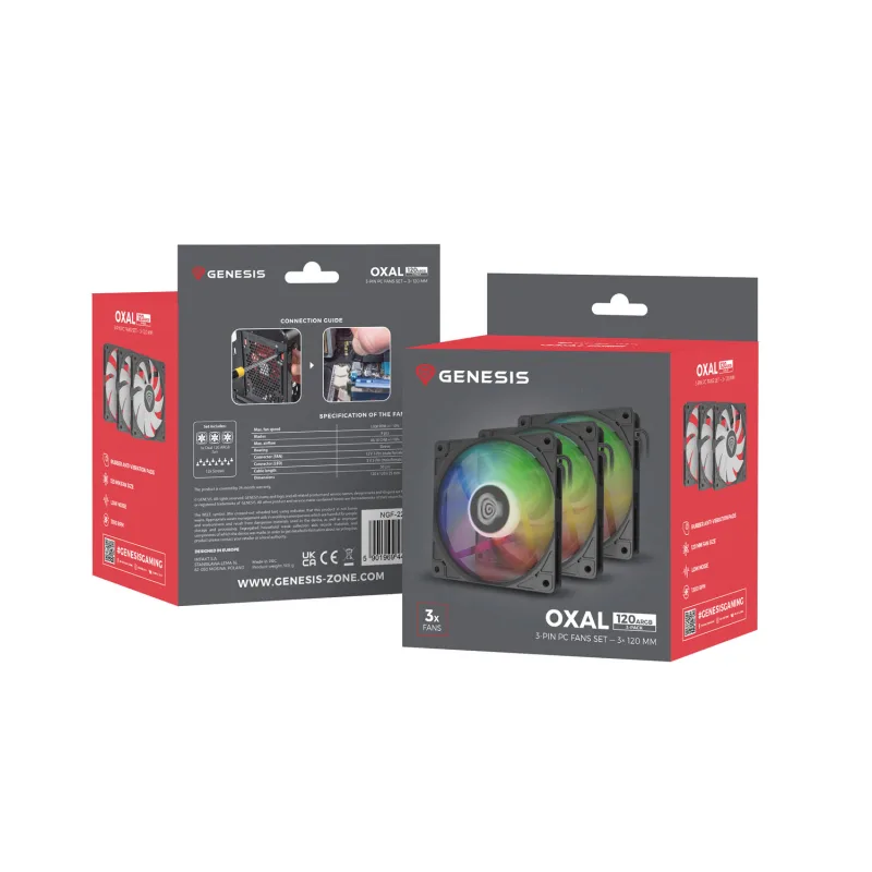 Ventiátor Genesis OXAL 120 ARGB, 3-Pack, černý NGF-2265