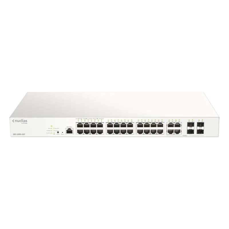 D-Link DBS-2000-28P 28xGb PoE+ Nuclias Smart Managed Switch 4x 1G Combo Ports,193W (With 1 Year Lic) DBS-2000-28P/E
