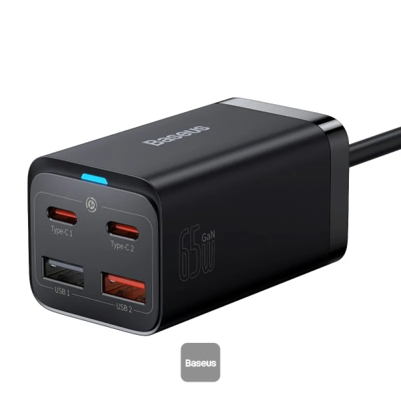 NONAME Baseus rychlonabíječka do sítě GaN3 Pro, 2x USB-C, 2x USB 65W černá 6932172600334