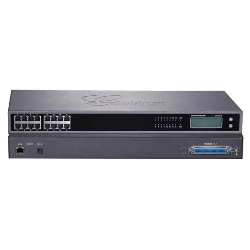 Grandstream GXW4216 V2, VoIP, SIP, 16x FXS, 1x Gbit LAN, grafický displej, RJ21, rack GXW4216 V2