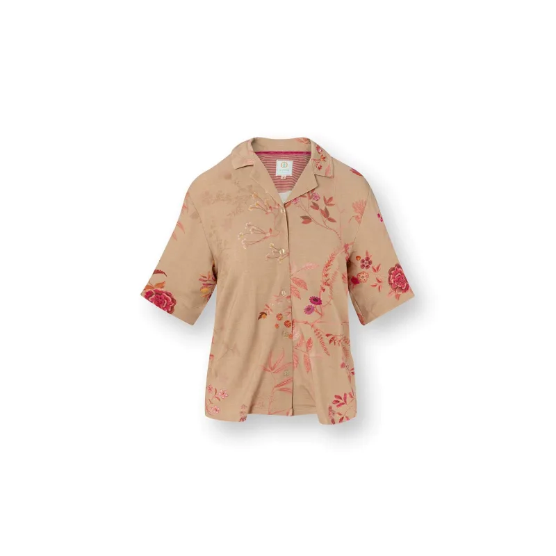 Pip Studio Flora košile s krátkým rukávem Marigold, růžová-khaki