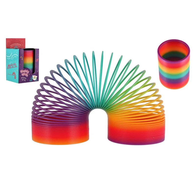 Teddies Špirála/pružina dúhová magická plast priemer 7,5 cm v krabičke 8x14x8cm