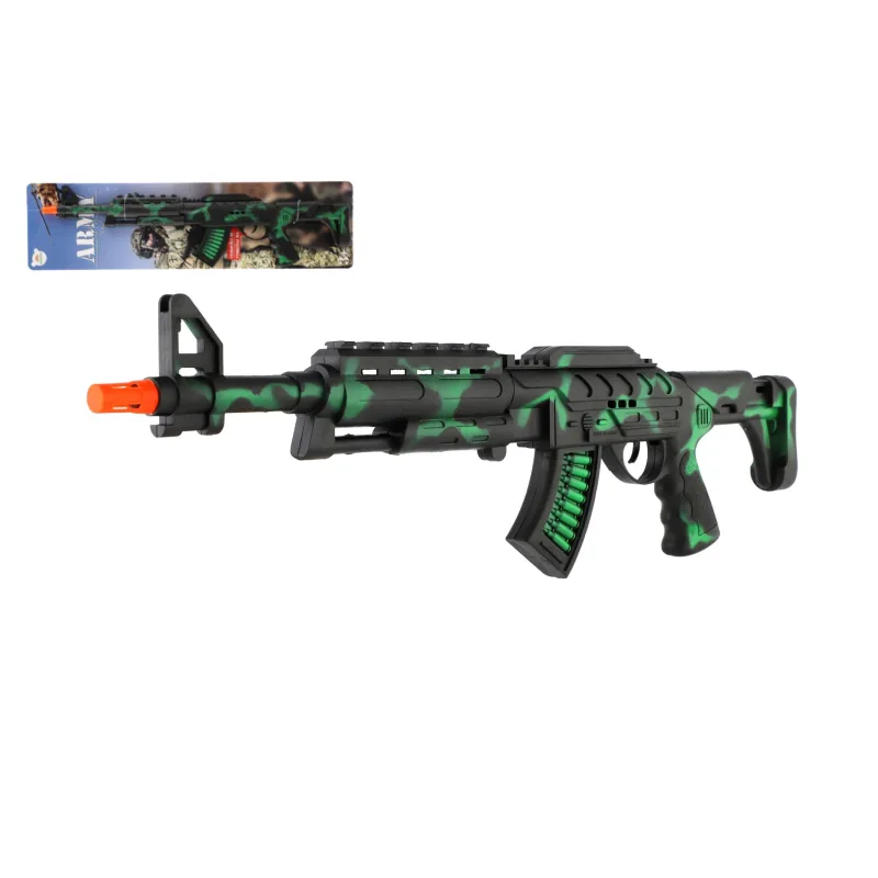 Teddies Samopal iskrivý ARMY na zotrvačník plast 62cm na karte 18x67cm