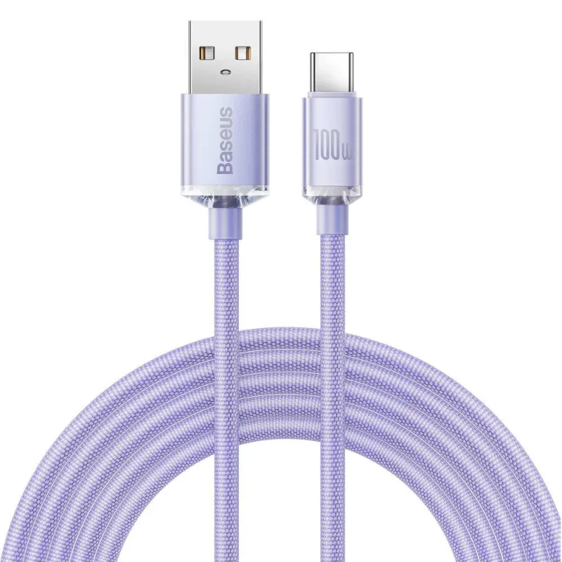 NONAME Baseus CAJY000505 Crystal Shine Series Datový Kabel USB - USB-C 100W 2m Purple 6932172602857
