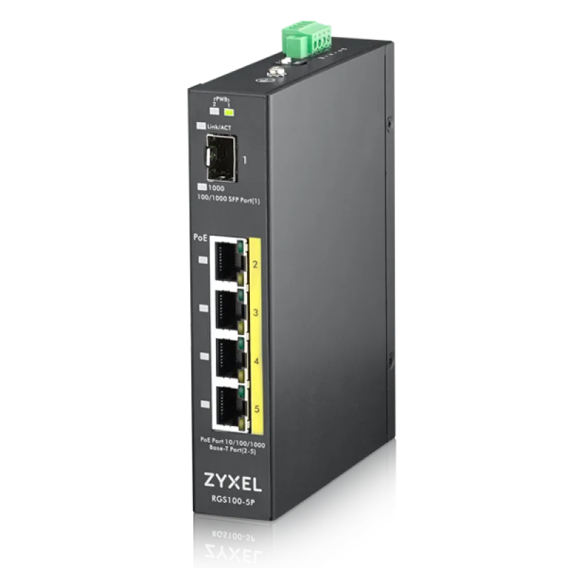 Zyxel 4xGb+1xSFP POE IP30 DIN 120W RGS100-5P RGS100-5P-ZZ0101F