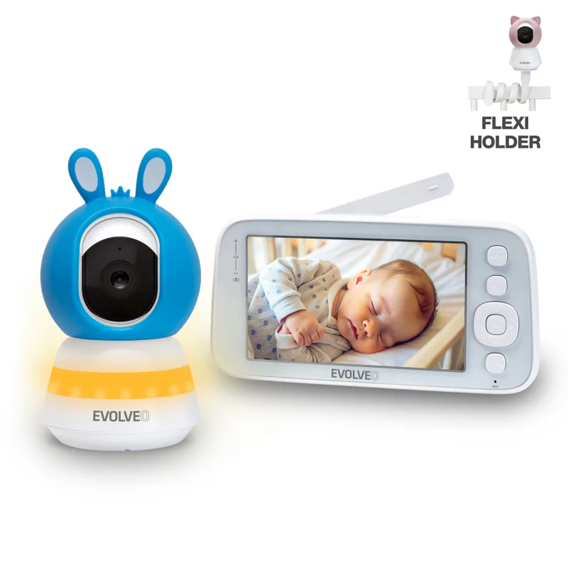 EVOLVEO Baby Monitor N5 - Set videochůvičky s 360° dohledem, obousměrnou komunikací a ukolébavkami, CAM-5-B