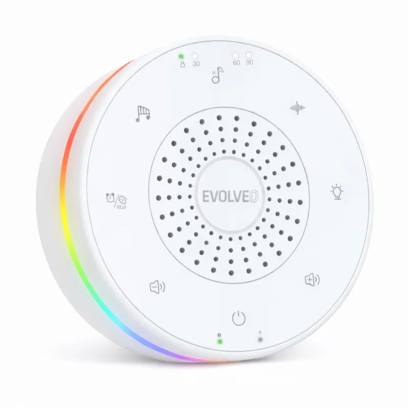EVOLVEO Nubiloo – uspávací modul s bílým šumem, ukolébavkami a barevným světlem na dobrou noc NUBILOO