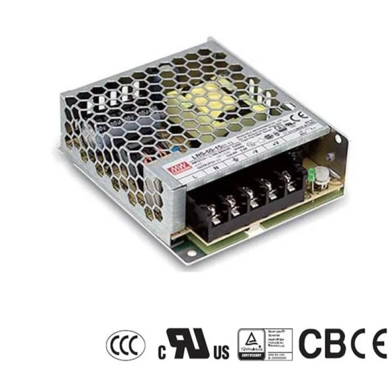 MEAN WELL MEANWELL - LRS-50-15 - Průmyslový napájecí spínaný zdroj uzavřený 15V 50W LRS-50-15