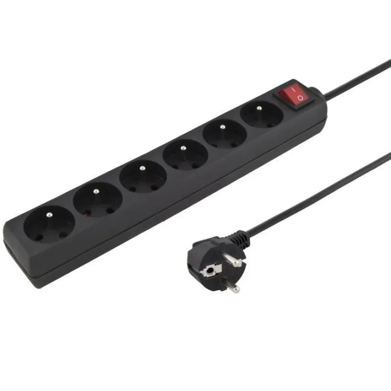 PREMIUMCORD Prodlužovací přívod 230V 3m 6 zásuvek, vyp, černý ppa6k-03bk