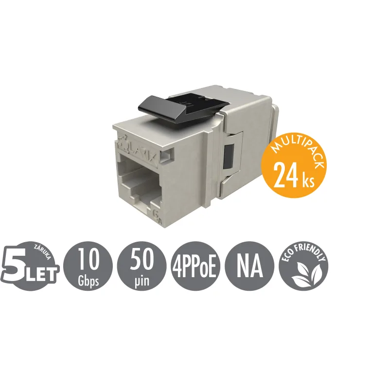 MULTIPACK 24 ks - rychlozařezávací keystone Solarix CAT6A STP SXKJ-10G-STP-BK-NA Comp. Level a 4PPoE 25286913