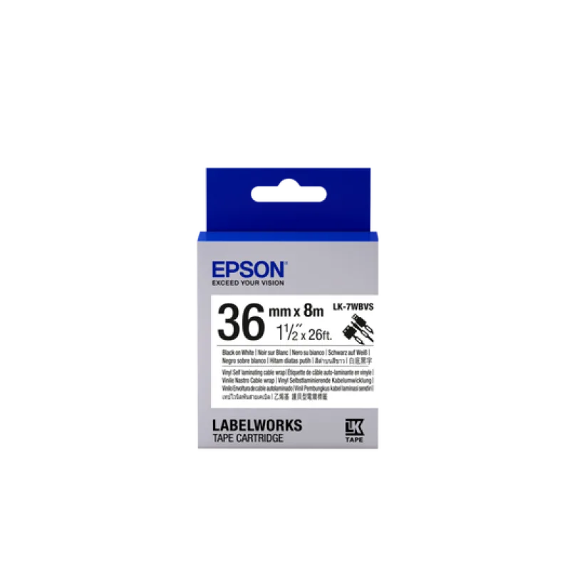 EPSON POKLADNÍ SYSTÉMY Epson Label Cartridge LK-7WBVS black on white cable tape, 36mm C53S657014