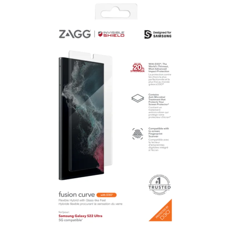 INVISIBLESHIELD ZAGG Invisible Shield Fusion D3O Curve hybridní sklo SG S22 Ultra 5G 200309361