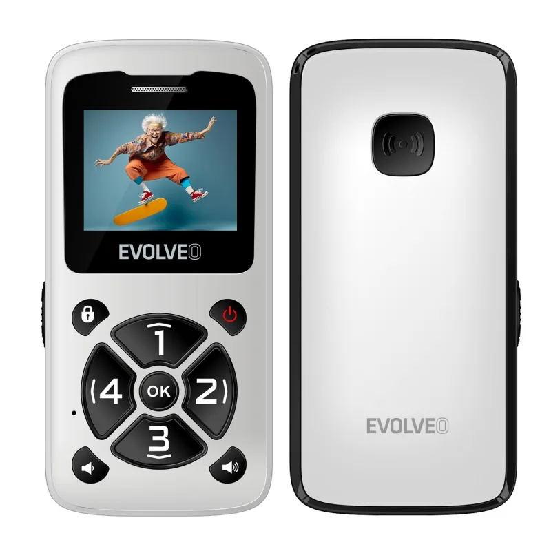 EVOLVEO EasyPhone ID, mobilní telefon pro seniory, bílá EP-400-IDW
