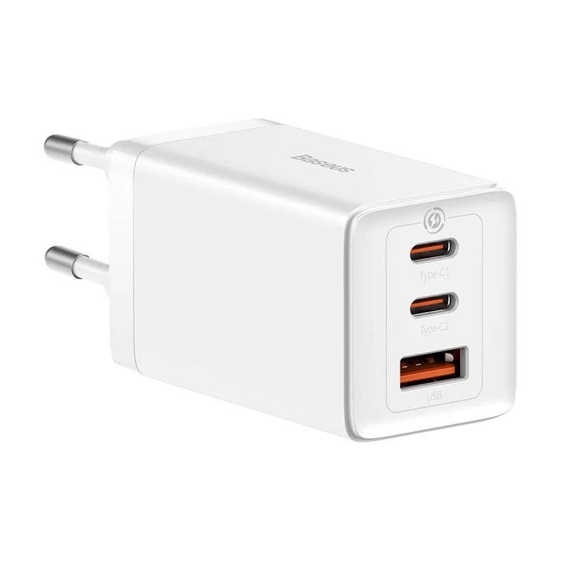 NONAME Baseus CCGP120202 GaN5 Pro Quick Nabíječka USB + 2x USB-C 65W White 6932172617516