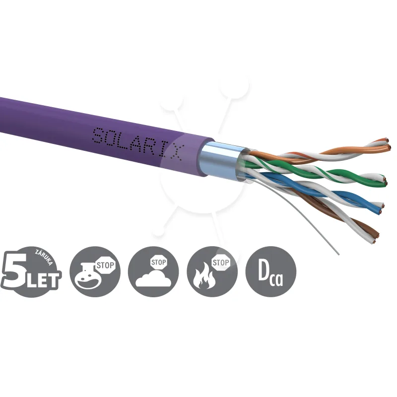 Instalační kabel Solarix CAT5E FTP LSOH Dca-s1,d2,a1 500m/cívka SXKD-5E-FTP-LSOH 27655152
