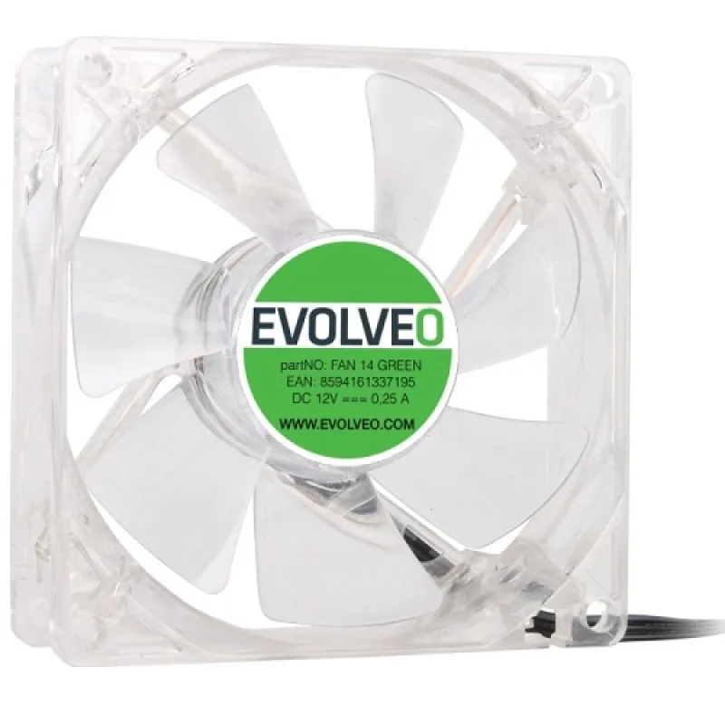 EVOLVEO ventilátor 140mm, LED zelený FAN 14 GREEN