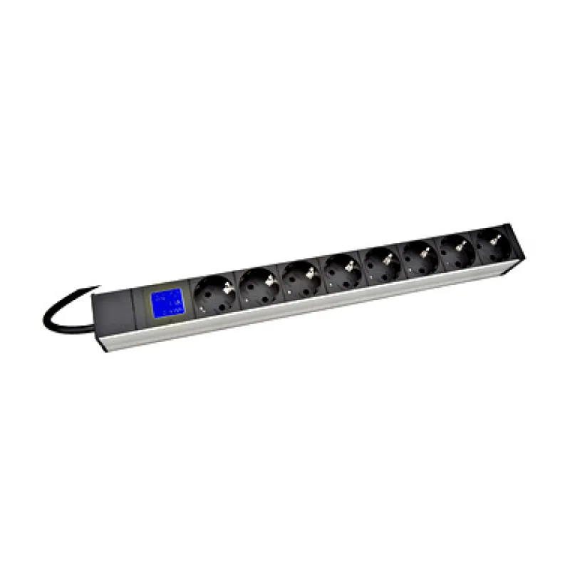 SCHRACK PDU IT METER, integr.merení, 8x Schuko,Al ,19", 1U, RAL 7035 HSMPES06