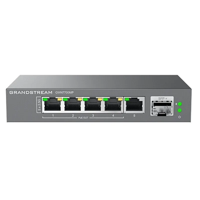 Grandstream GWN7700MP Unmanaged Network Switch 5 2,5Gb portů / 1 SFP+, PoE GWN7700MP