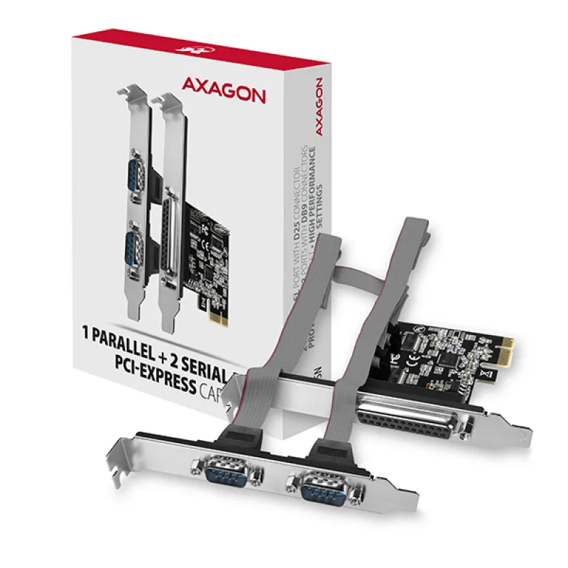 AXAGON PCEA-PSN, PCIe řadič - 1x paralelní (LPT) + 2x sériový port (RS232) 250 kbps, vč. LP PCEA-PSN