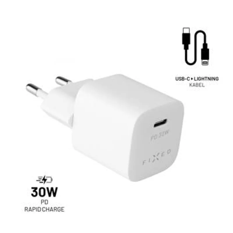FIXED nab.,USB-C, USB-C/Lightning,1.2m, MFI, 30W FIXC30M-CL-WH