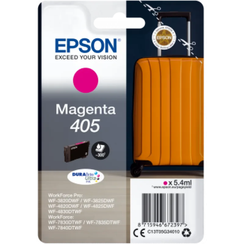 Epson Singlepack Magenta 405 DURABrite Ultra Ink C13T05G34010