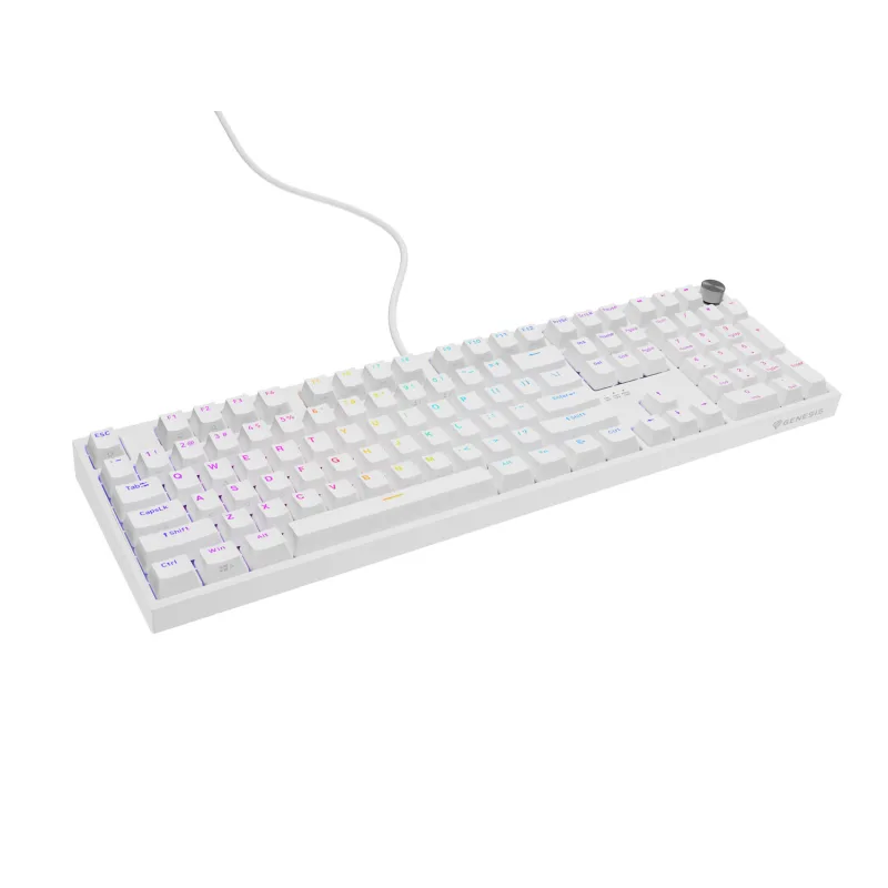 Herní mechanická klávesnice Genesis THOR 404/RGB/Outemu Peach Silent/Drátové USB-A/US layout/Bílá NKG-2300