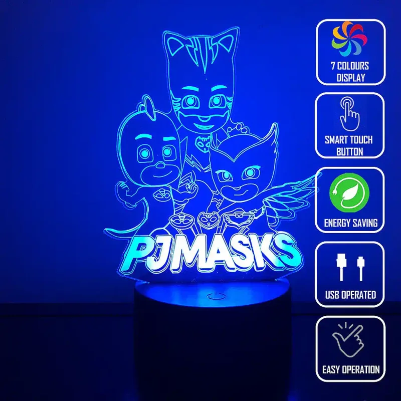 3Dmix 3DL-DFS065 – 3D LED nočná lampa - Pyžamasky (PJ Masks) (Aroma)