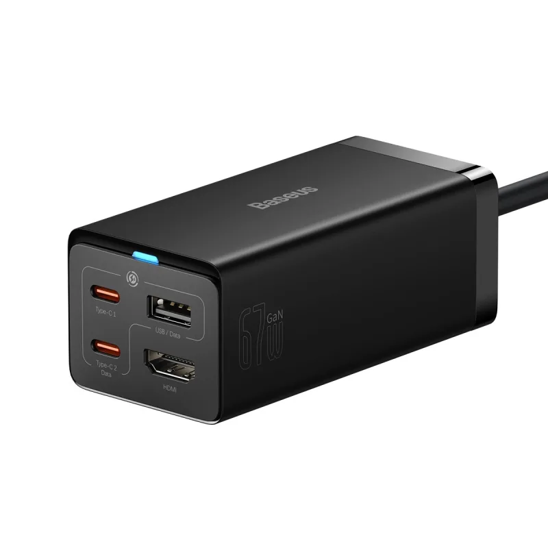 NONAME Baseus Nabíječka do sítě GaN5 Pro 2x USB-C/USB-A/HDMI 67W kabel 1.5m/USB-C kabel 1m černá 6932172613006