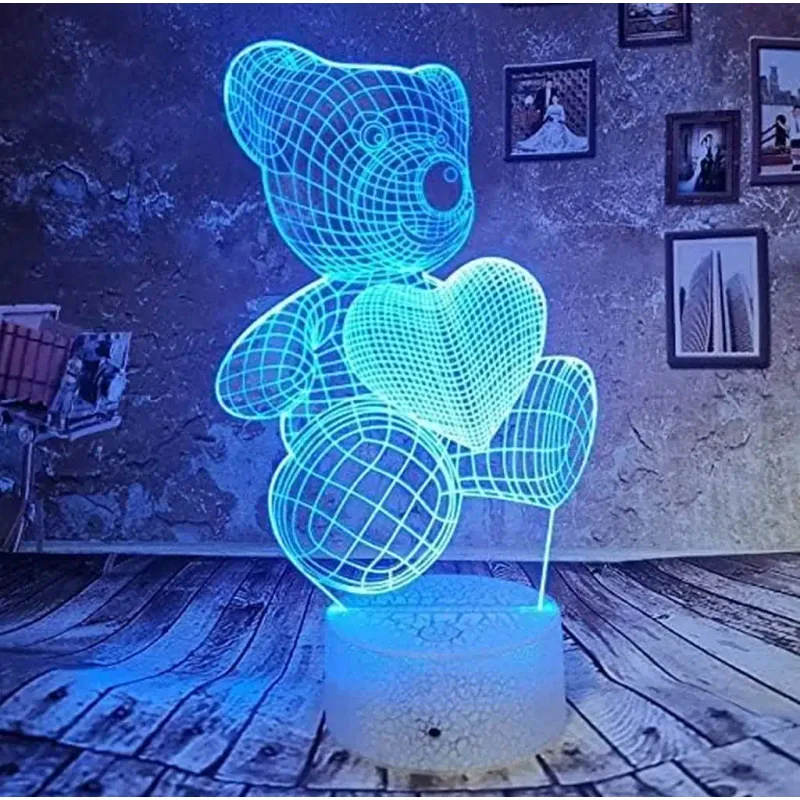 3Dmix 3DL-BTB062 – 3D LED nočná lampa - Medvedík so srdcom (Bluetooth reproduktor - farba biela)