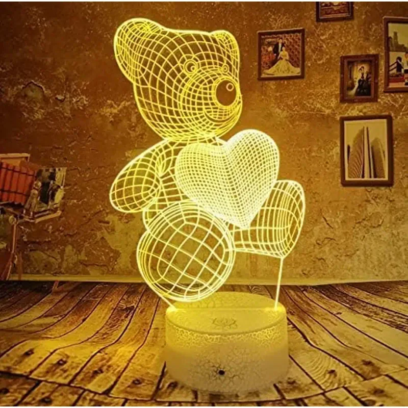 3Dmix 3DL-BSC062 – 3D LED nočná lampa - Medvedík so srdcom