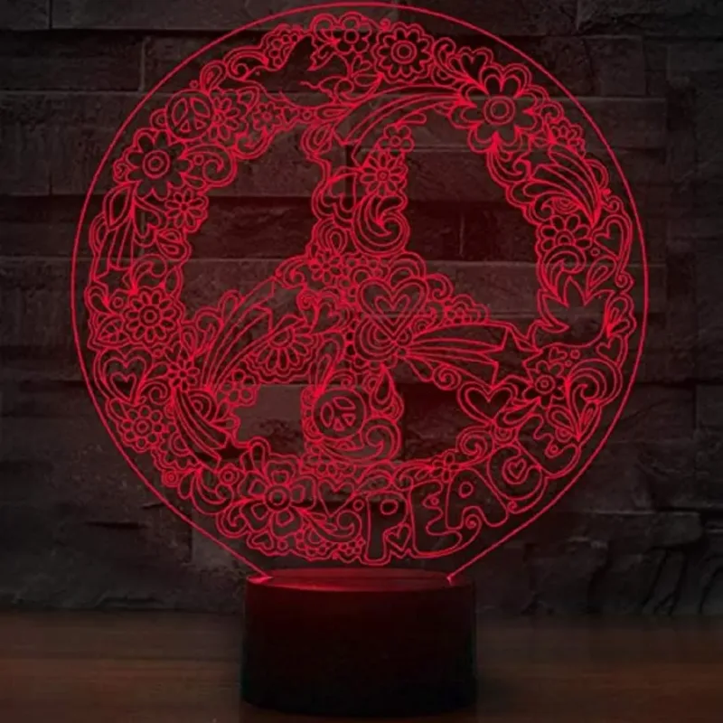 3Dmix 3DL-WD002 - 3D LED nočná lampa - Hippies (Wood)