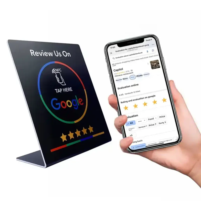 SmartBoards NFC03 - Inteligentná programovateľná SMART tabuľka na Google recenzie s potlačou - Čierna