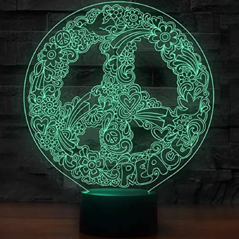 3Dmix 3DL-BTB002 – 3D LED nočná lampa - Hippies (Bluetooth reproduktor - farba biela)