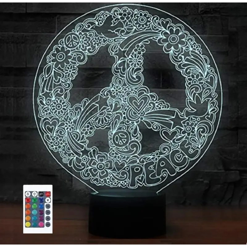 3Dmix 3DL-DRGB002 – 3D LED nočná lampa - Hippies (Dual RGB)