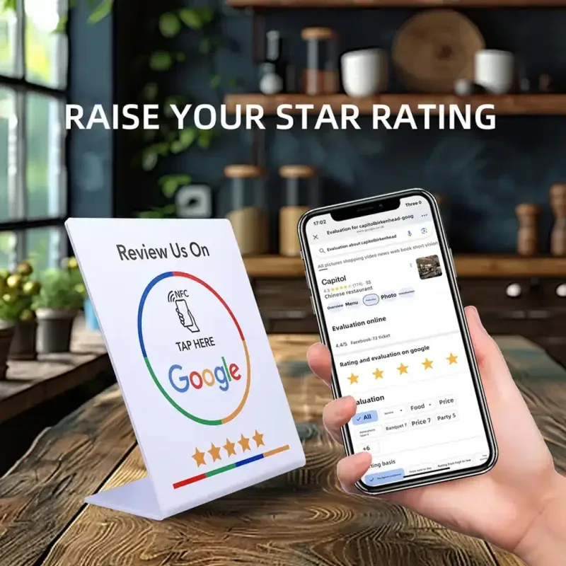 SmartBoards NFC03 - Inteligentná programovateľná SMART tabuľka na Google recenzie s potlačou - Biela