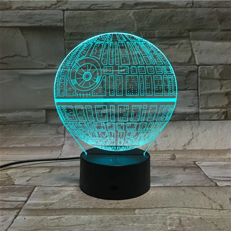 3Dmix 3DL-CLK036 – 3D LED nočná lampa - Hviezda smrti (Star Wars) (Hodiny s budíkom)