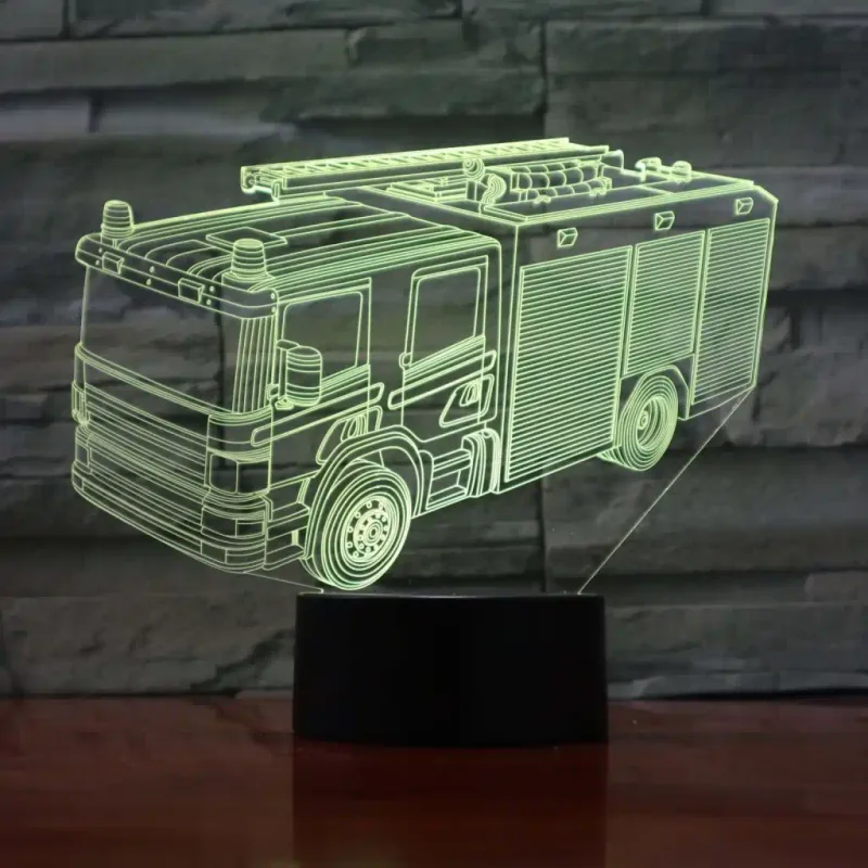 3Dmix 3DL-WD055 – 3D LED nočná lampa - Hasičské auto (Wood)