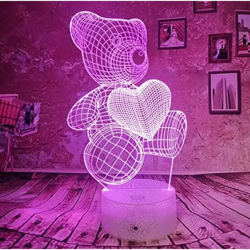 3Dmix 3DL-BTC062 – 3D LED nočná lampa - Medvedík so srdcom (Bluetooth reproduktor - farba čierna)