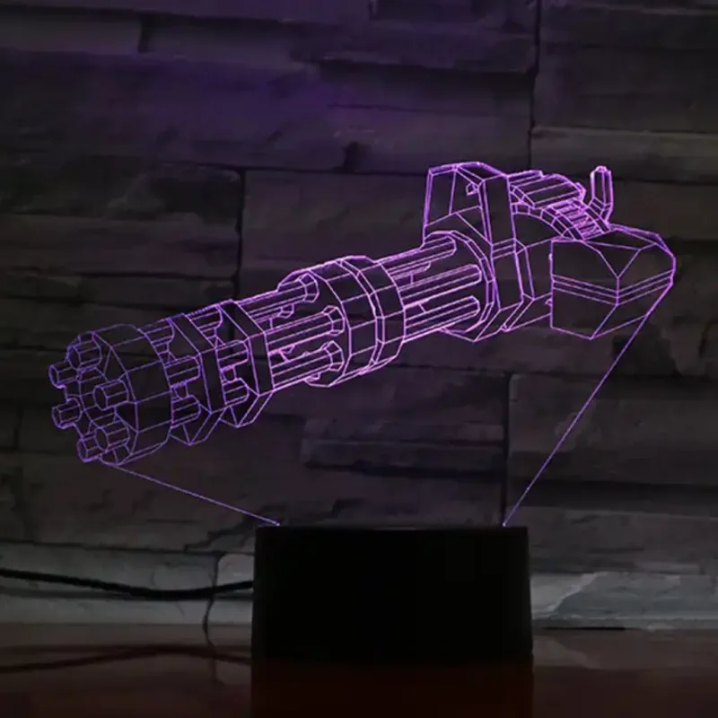 3Dmix 3DL-BTB026 – 3D LED nočná lampa - Minigun (Bluetooth reproduktor - farba biela)