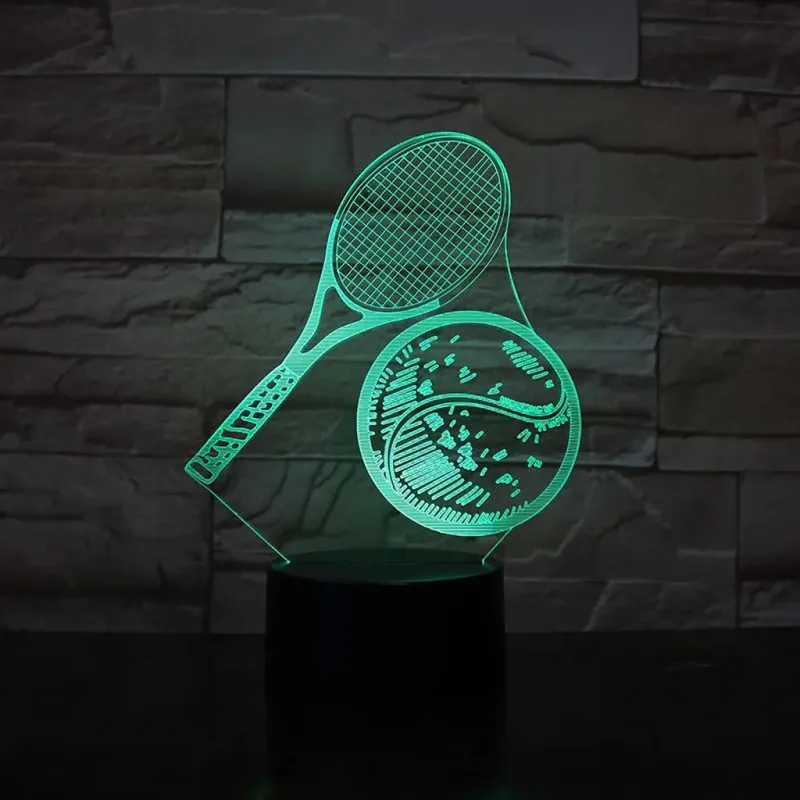 3Dmix 3DL-DRGB007 – 3D LED nočná lampa - Tenisová raketa a lopta (Dual RGB)