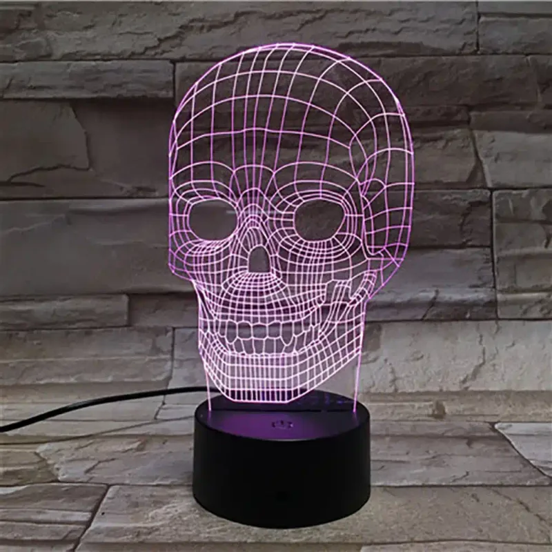 3Dmix 3DL-CLK031 – 3D LED nočná lampa - Lebka (Hodiny s budíkom)