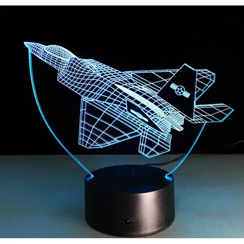 3Dmix 3DL-WD011 – 3D LED nočná lampa - Stíhačka (Wood)