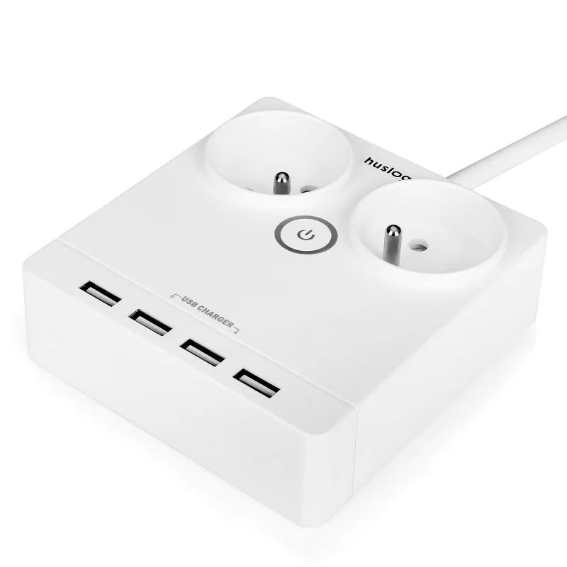 FOREVER Nabíjecí stanice Huslog 12W 2xzásuvka, 4xUSB bílá BIE002966